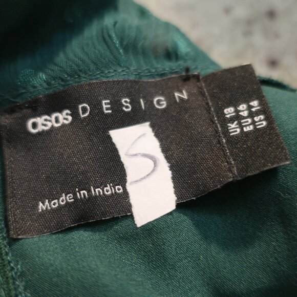 NWT Womens Asos Design Green Embroidered Dots Sleeveless Halter Dress 14 - Picture 15 of 16